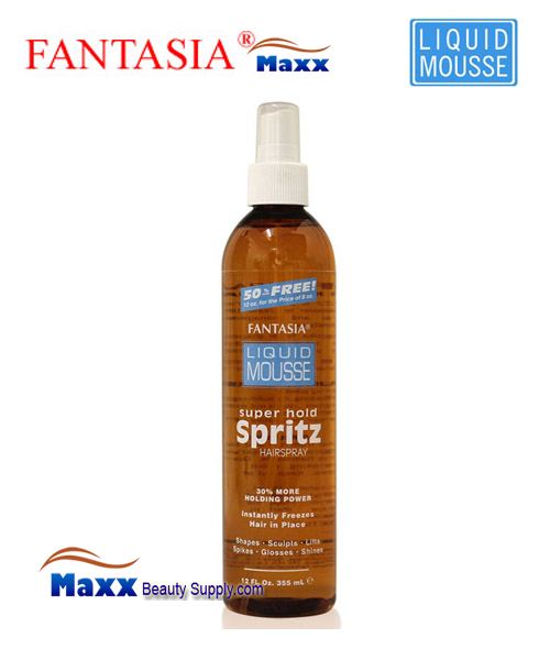 Fantasia Liquid Mousse Spritz hair Spray 12oz - Super Hold - $4.99 :  , Hair Wig Hair Extension Eyelashes Accessory Make Up  Hair Styling Tools Hair Color & Developer Hair & Wig